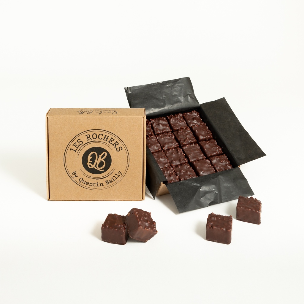 Boite de 16 rochers noir 66% de cacao minimum QB
