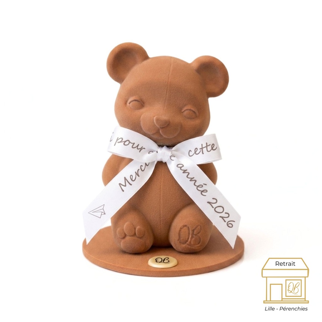 L'ourson mignon "Merci pour cette année" chocolat au lait QB