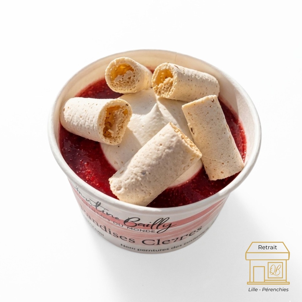 Crème glacée "comme un vacherin" vanille/framboise pot individuel QB