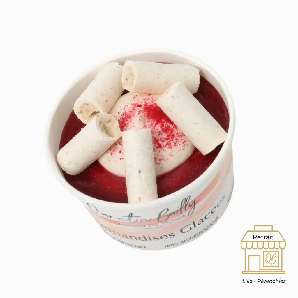 Crème glacée "comme un vacherin" vanille/framboise pot individuel QB