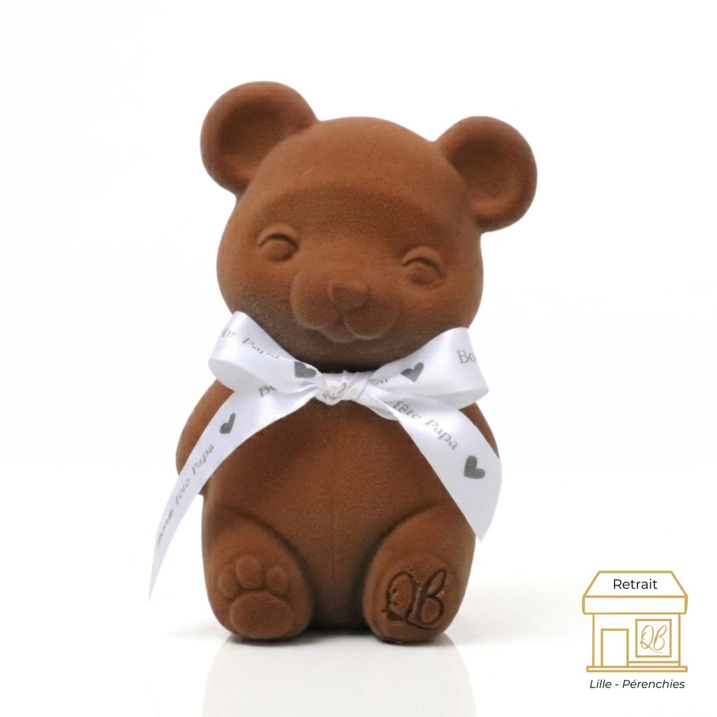 L'ourson mignon fête des pères en chocolat noir 66% de cacao QB