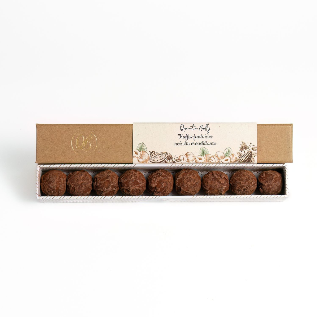 Coffret de 9 truffes Chocolat au lait Noisette croustillante QB