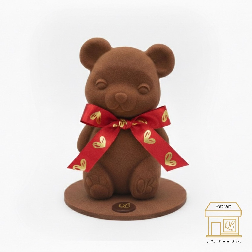 Ourson mignon chocolat noir Saint Valentin QB 