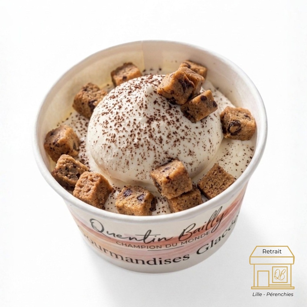 Crème glacée vanille & cookie pot individuel QB