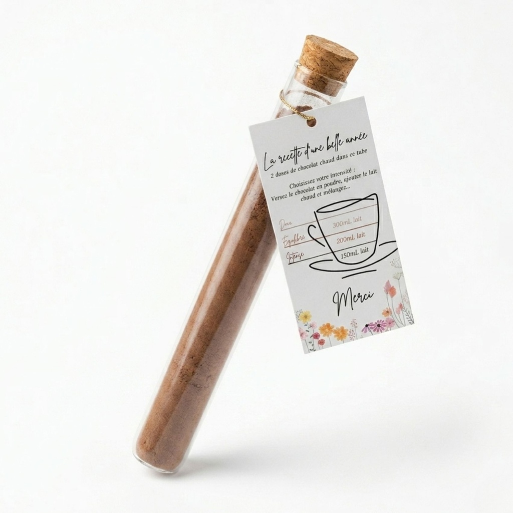 Tube de chocolat chaud en poudre Merci pour cette année QB