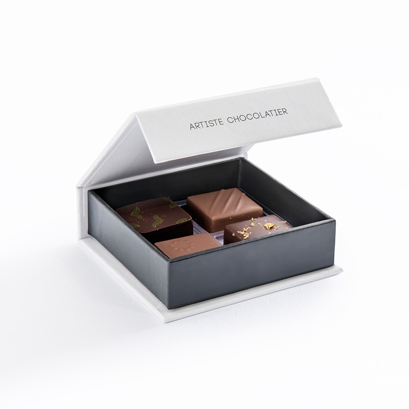Coffret X4 ganaches noir et lait QB