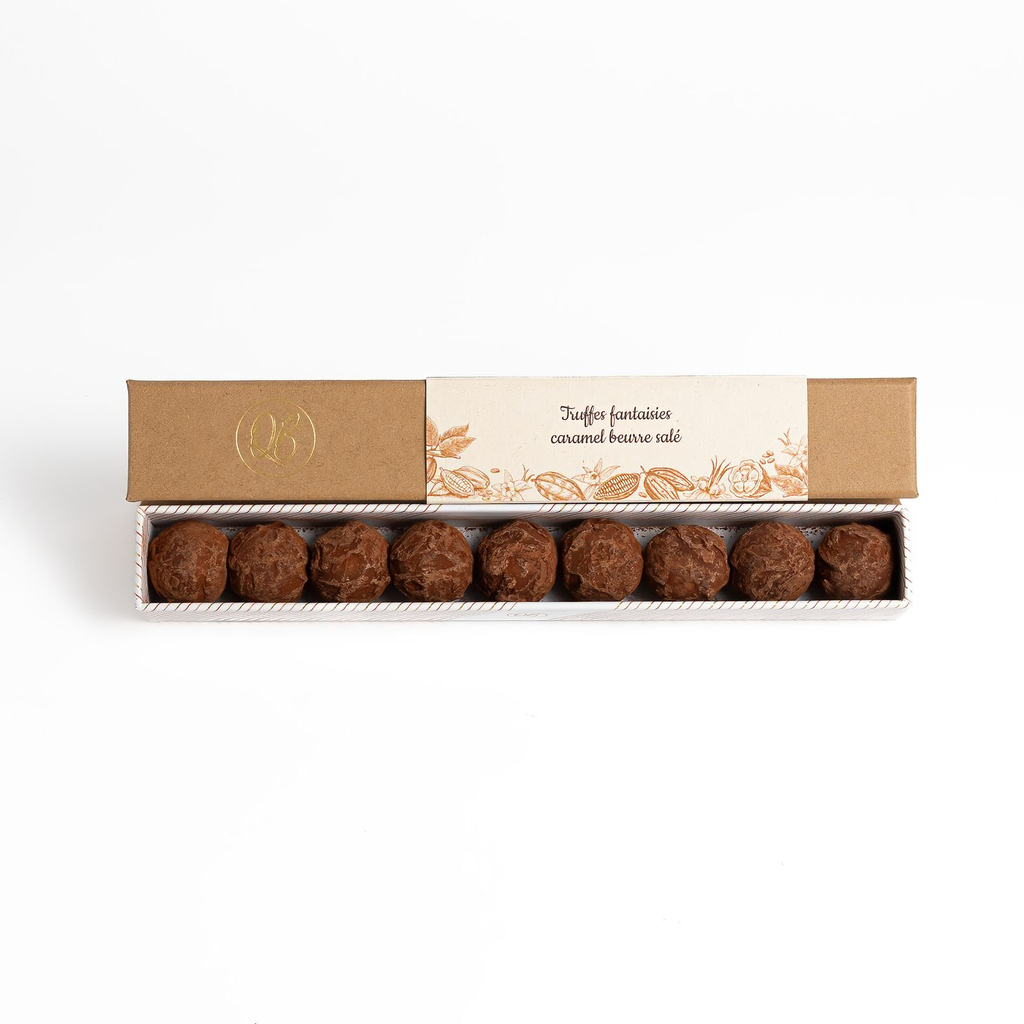 Coffret de 9 truffes caramel beurre salé et chocolat au lait QB