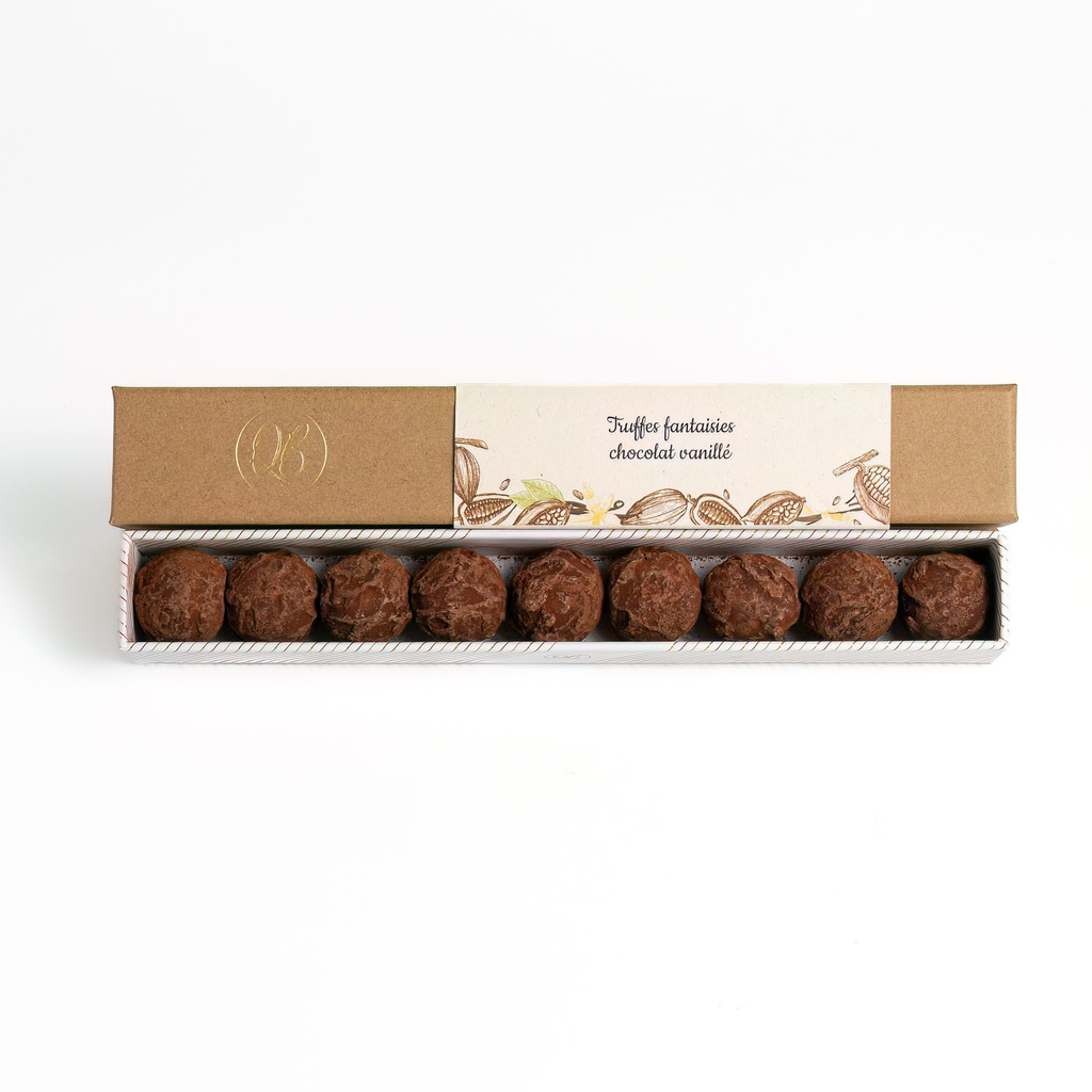Coffret de 9 truffes chocolat noir vanille QB