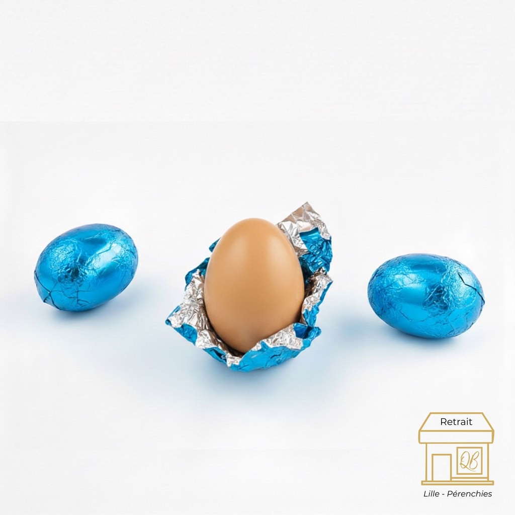 Œuf chocolat blanc caramélisé individuel QB