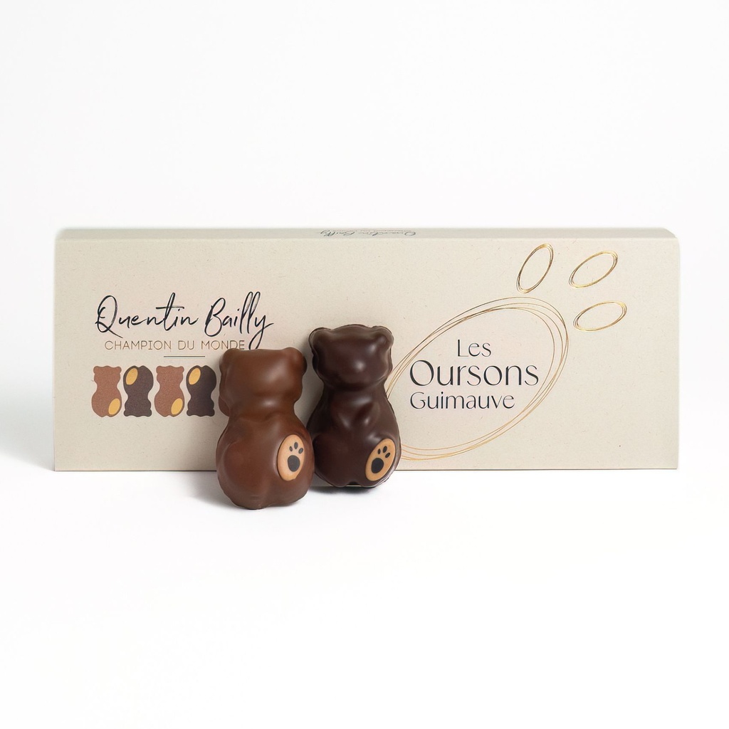 Boite de 6 oursons guimauve lait et noir QB