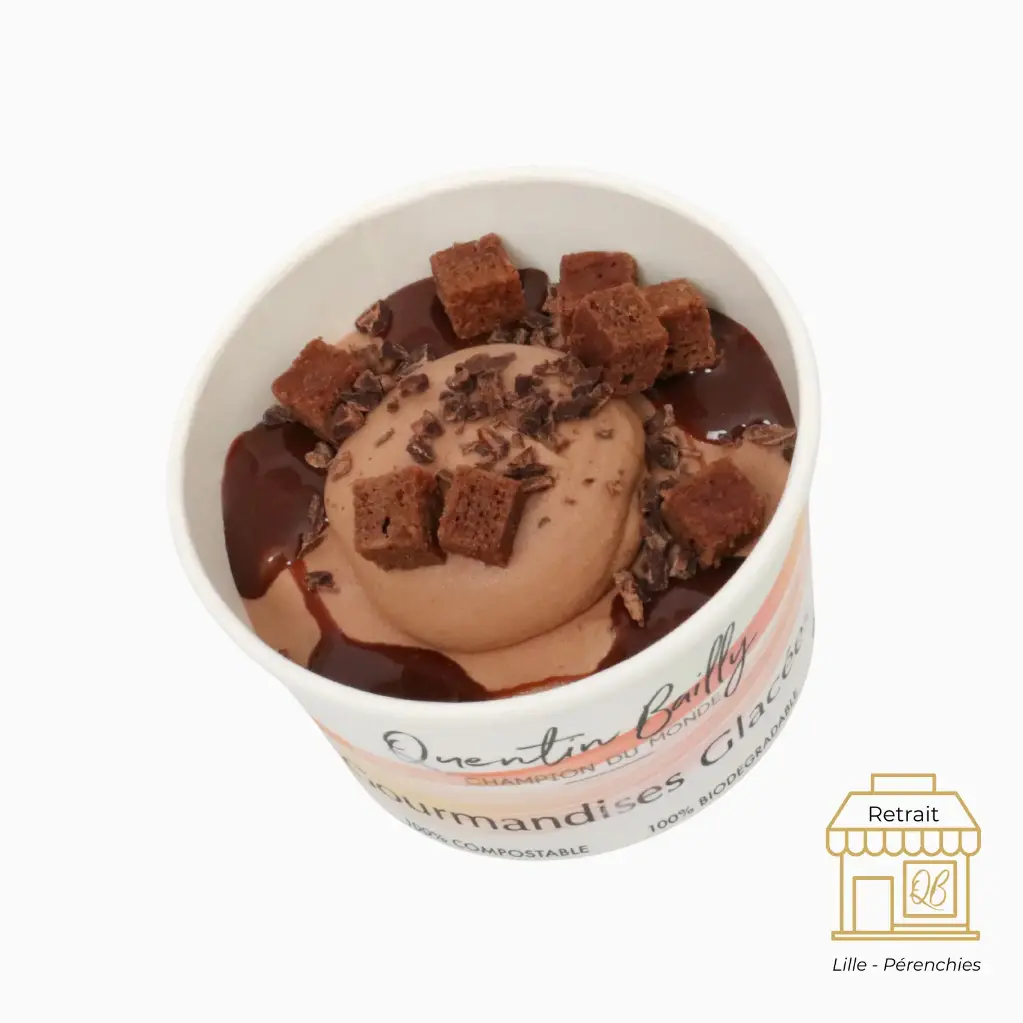 Glace au lait chocolat noir pot individuel QB