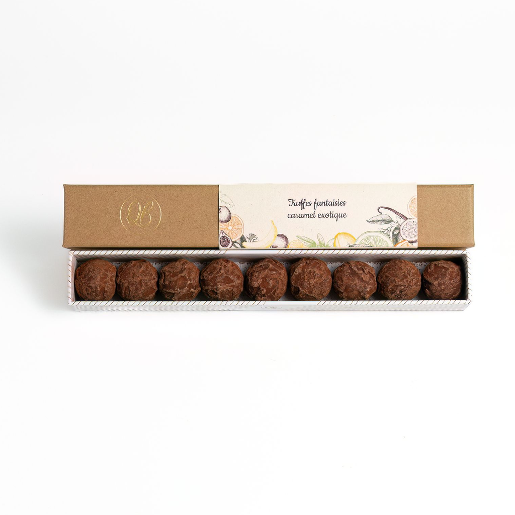 Coffret de 9 truffes Chocolat au lait Exotique QB