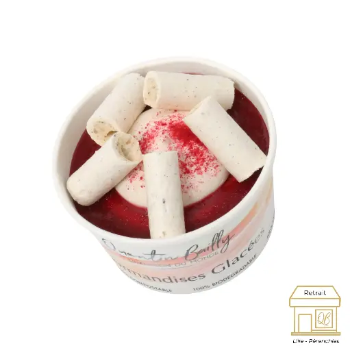 Crème glacée "comme un vacherin" vanille/framboise pot individuel QB