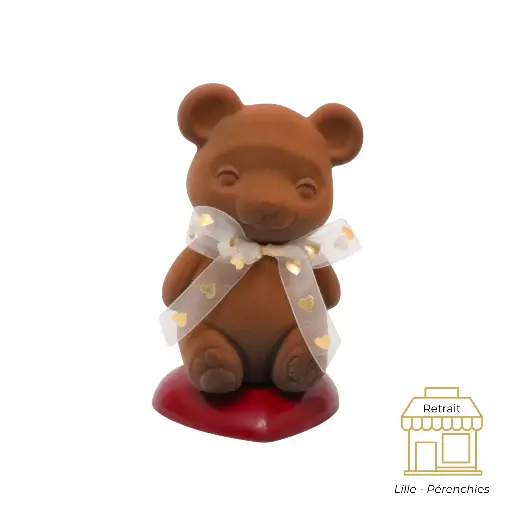 L'ourson mignon pour la fête des mères en chocolat noir 66% de cacao QB