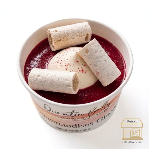 Crème glacée "comme un vacherin" vanille/fraise pot individuel QB