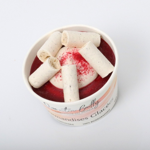 Crème glacée "comme un vacherin" vanille/fraise pot individuel QB