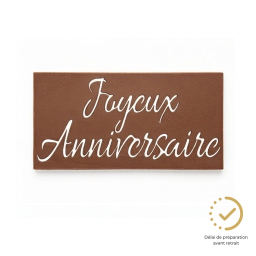 Plaque anniversaire Chocolat au lait QB