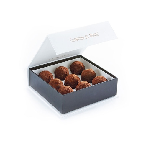 Coffret de 9 truffes chocolat noir vanille QB