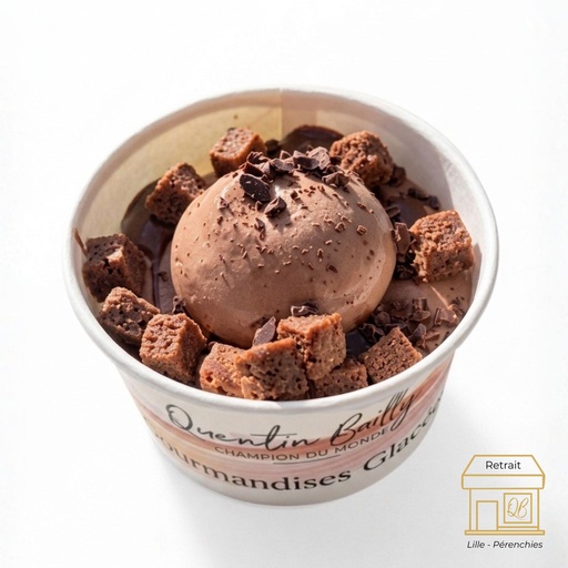 Glace au lait chocolat noir brownie pot individuel QB